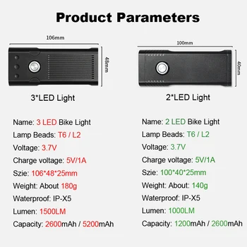 2200Lums Cykel Lys Sæt Med Laser Bageste Baglygte USB-Genopladelig Lommelygte For Cykel-L2/T6 5200mAh Vandtæt Led Forlygte