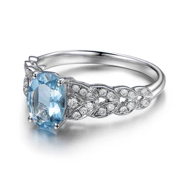 QYI Vintage 925 Sterling Sølv 3 Ct Oval Cut Naturlige Himlen Blå Topas Ringe Luksus Gemstone Engagement Ring, Bryllup Smykker