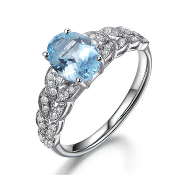 QYI Vintage 925 Sterling Sølv 3 Ct Oval Cut Naturlige Himlen Blå Topas Ringe Luksus Gemstone Engagement Ring, Bryllup Smykker