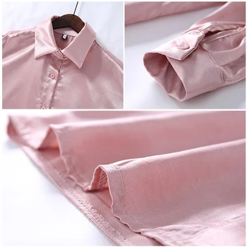 HNMCHIEF Pink Kvinder Silke Satin Nightshirt Sleepshirt Silke Pyjamas Hyggelig Blød Shirt Nattøj langærmet Pyjamas Homewear Kvinder