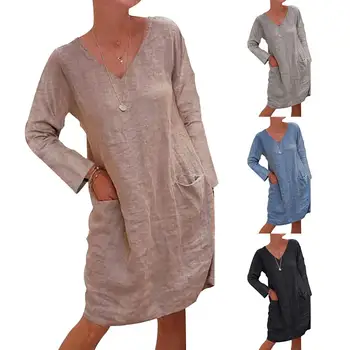 Nyt design Sommer Casual slanke kvinders ensfarvet, kortærmet stor størrelse kvindelige kjole