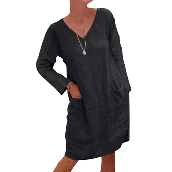 Nyt design Sommer Casual slanke kvinders ensfarvet, kortærmet stor størrelse kvindelige kjole