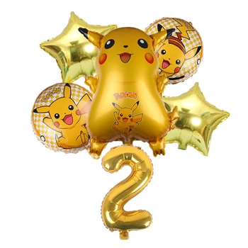 5 stk Pokemon serie Pikachu Jenny Skildpadde Aluminium ballon Børn antal balloner Fødselsdag dekoration Ballon sæt
