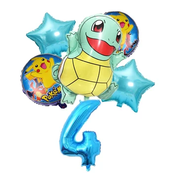 5 stk Pokemon serie Pikachu Jenny Skildpadde Aluminium ballon Børn antal balloner Fødselsdag dekoration Ballon sæt