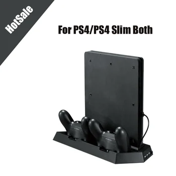 Om PS4 PS4 SlimVertical Stå Ventilator med Dobbelt ladestation til Playstation 4 DualShock 4 med Dual Oplader USB-HUB Havne