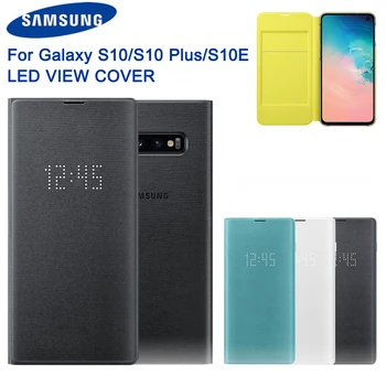 Original Samsung LED View Cover til Samsung Galaxy S10 LED S10 Plus S10E SM-G9730 SM-G9750 SM-G9750 Sleep Funktion Pocket Kort