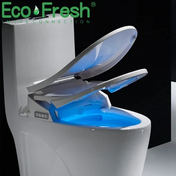Ecofresh badeværelse smart toiletsæde, der omfatter elektroniske bidet ren, tør sæde varme wc guld intelligent led-lys toilet sæde