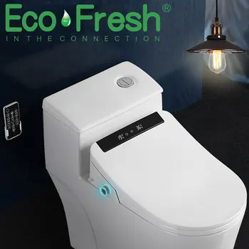 Ecofresh badeværelse smart toiletsæde, der omfatter elektroniske bidet ren, tør sæde varme wc guld intelligent led-lys toilet sæde