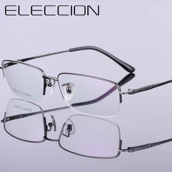 ELECCION Ren Titanium Mands Briller Ramme Halvdelen Rim Square Frame Optisk Nærsynethed Briller Recept Øje Glas for Kvinder