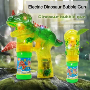 Dinosaur Boble Pistol Elektrisk Legetøj For Chirdren 2 Refill Med Blinkende LED-Lys & Musik