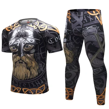 Nye pirater mænd kompressions t-shirt Mode 3D-Spil tegn udskrive Lange ærmer MMA Rashguard Toppe Cross Fitness Tights tshirt