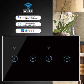 4/5/6 Bande Wifi Smart Touch Lys Væg, Skifte Interruptor Glas Panel Smart Home EWeLink App Kompatibel Med Alexa, Google Startside