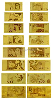 Tyskland Guld Seddel Sæt Ren Forgyldt 5.10.20.50.100.200.500 1000 tyske Mark Papir Penge UNC Bill Gave