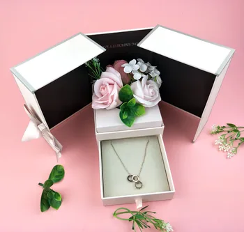 Pink Rose Halskæde Læift Max Bryllup Originalitet Gaveæske Mode Fødselsdag Valentines Engagement Max Smykker Emballage