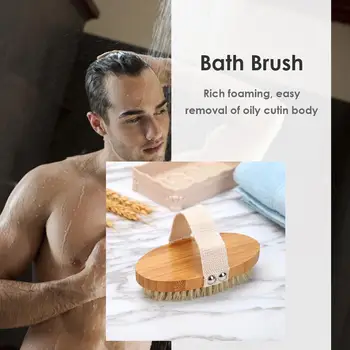 Body Brush Naturlige Vildsvin Børster Økologiske Tør Hud Body Brush Bambus Våde Tilbage Brusebad Børster Eksfolierende Badning Børste