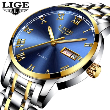 LIGE, Casual Sport Ure til Mænd Blå Top Mærke Luksus Militære Læder armbåndsur Mand Clock Mode Chronograph Armbåndsur