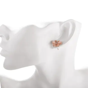 LEKANI Romantisk Butterfly Stud Øreringe Til Kvinder Shine tjekker Bor Rosa Guld Farve Dyr Øreringe Engagement Mode Smykker