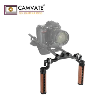 CAMVATE Træ-Håndtag & Standard M6 ARRI Roset Mount &15mm Dual-Stangen, Klemme Til DSLR-Kamera Skulder Montere Rig Support System