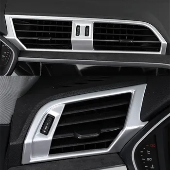 Bil Styling Center Konsol luftudtag Ramme Dekoration Dække Trim For Audi Q3 2019 VENSTRESTYREDE ABS Interiør Begge sider Lufthuller Decals