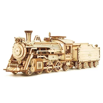 Toget Model 3D-Træ-Puslespil Toy Forsamling Lokomotiv Model Kits for Børn Fødselsdagsgave