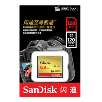 Sandisk Extreme Compact Flash Kameraets Hukommelseskort 16 GB, 32 GB og 64 GB, 128 GB til 4 K og Full HD-Video, Op til 120 MB / s læsehastighed