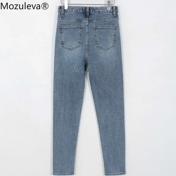 Mozuleva 2020 Foråret Vintage Single-breasted Kvinder Denim Jeans med Høj Talje, Stretch Bukser, Capris Kvindelige Split Cuff Side Split Jeans