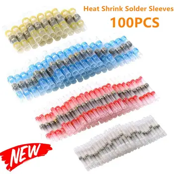 100Pcs Vandtæt Tætning Lodde Muffe Terminaler Heat Shrink Butt Elektrisk Ledning Splejse Stik Kit Sortiment 10-26AWG