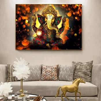 Lord Ganesha Lærred Malerier på Væg Kunst, Plakater Og Prints Hinduistiske Guder Lærred Kunst Billeder Ganesh Kunst Plakater Home Decor