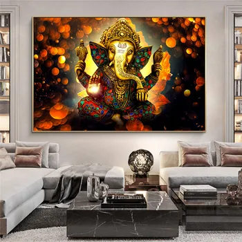 Lord Ganesha Lærred Malerier på Væg Kunst, Plakater Og Prints Hinduistiske Guder Lærred Kunst Billeder Ganesh Kunst Plakater Home Decor