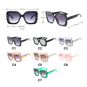 Fashion Square Solbriller Kvinder Classic Overdimensionerede solbriller Smukke Vintage Mænd Brillerne UV400 Nuancer til Damer Oculos De Sol
