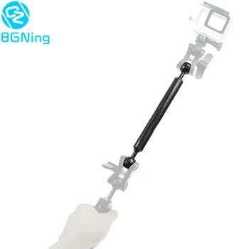 BGNing Carbon Fiber Dykning Udvidelse Arm D20mm Håndholdte Stativ under vandet med 1inch Dobbelt kuglehoved til GoPro Sports Kamera