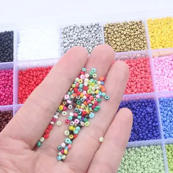 24000Pcs 24 Grid 2mm Lille Glas Frø Perler til smykkefremstilling Blandet Uigennemsigtige Farver DIY Armbånd, Halskæder Håndværk Perlebesat Kits