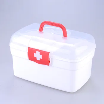 Stor Familie Hjem Medicin Brystet Kabinet Sundhedspleje Plast Stof First Aid Kit Rubrik Oplagring Rubrik Kommode