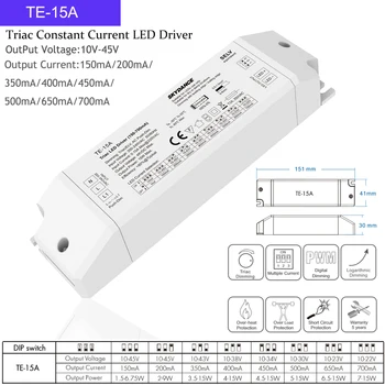 Nye Led-Triac Lysdæmper Driver TE-10A/15A/36A 200-240V input,Output 1-36W-150-1200mA konstant strøm Triac Dæmpbar LED Driver