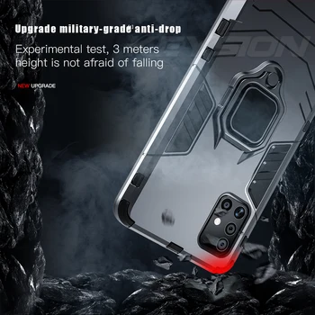KEYSION Stødsikkert Armor Case til Samsung M31S M51 Ring Stå Silikone Bumper + PC Phone Tilbage Dække for Galaksen M31 M21 M11 M01