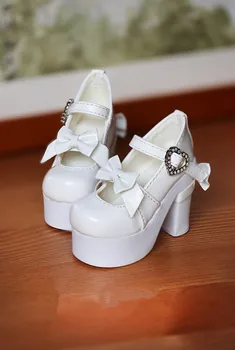 BJD dukke sko er egnet til 1/3 1/4 size mode til alle-match bow-tie hjerteformet diamant spænder høj-heeled sko sort