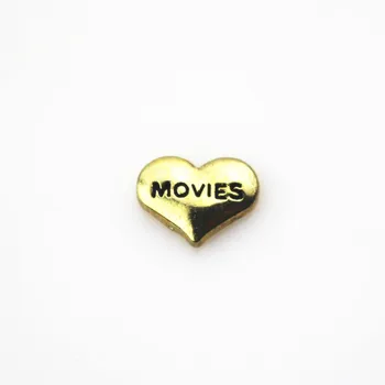 Hot sælger 20pcs/masse guld hjerte film flydende charms, der bor glas flydende hukommelse medaljon vedhæng