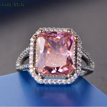 MHS.SOLEN Luksus AAA Zircon forlovelsesringe For Kvinder, Pink Krystal vielsesringe Kvindelige CZ Vintage Smykker Gave 1PC/masse