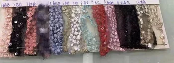 Nye pink/beige/rød/off white høj kvalitet pailletter på mesh broderet bryllup/evinging/vis kjole blonde stof 130cm 1yard