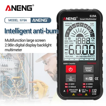 ANENG 619A Digital Multimeter 6000 Tæller AC/DC-Strøm-Spænding Testere Professionelle LCD-Smart Digital Multimeter NCV Meter