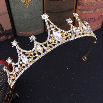 FORSEVEN Rhinestone Krystal Tiara Krone de Noiva Hårsmykker Prinsesse Diadem Kvinder Brud Noiva Bryllup Hår Smykker Tilbehør
