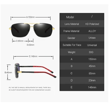 AOZE 2020 mode Mænd polariserede solbriller helt originale stel af metal design rektangel linse UV400 briller gafas de sol hombre