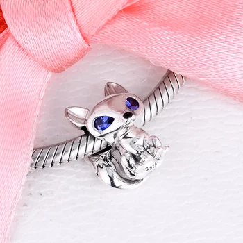 925 Sterling Sølv, Blå-Eyed Fox Dyr Charms Passer Oprindelige Armbånd af 925 Sølv Perler til smykkefremstilling I 2020 Ny Charme