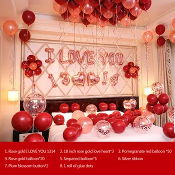 Bryllup Ægteskab Værelse Forslag Arrangement Ballon Dekoration Valentine ' s Day Romantisk Ballon Sæt Soveværelse Ballon Pakke