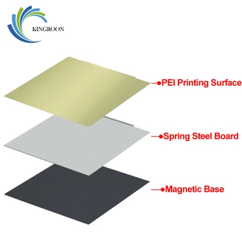 KINGROON 3d-Printer Heatbed Varm Seng Mærkat Fjernelse Foråret stålplader Pre-anvendt PEI Flex Magnetiske Base for CR10 pei ark