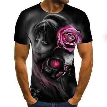 2020 Herre rædsel, T-shirts Mode Nye Sommer Mænds kortærmet T-shirt Afslappet 3D Zombie Print Rock Tshirt Til Mand Fuld Trykt
