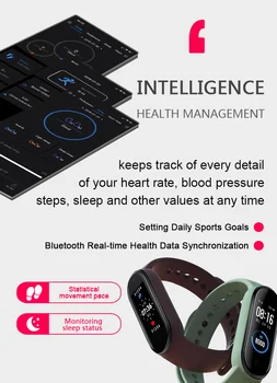 NYE M5 Smart Armbånd puls, Blodtryk Sundhed Vandtæt Smart Ur Band 5 Bluetooth-Ur Armbånd Fitness Tracker