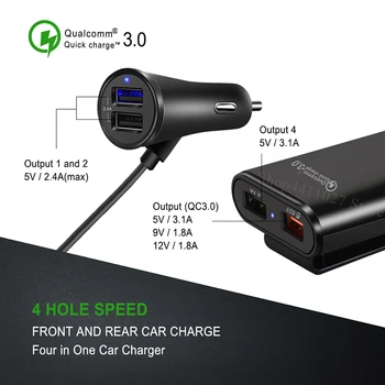 4 Porte QC 3.0 Hurtig USB Bil Oplader Tilbehør klistermærker til Volvo XC60 XC90 240 850 S40 S60, S80, XC70 V70 V60 V50 V90 V40 C30 FH