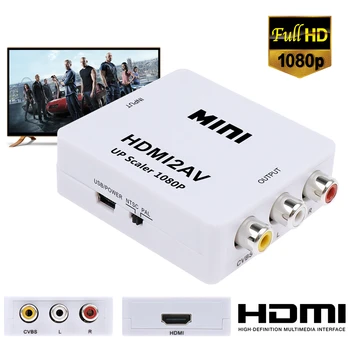 JCKEL HDMI-til-RCA CVBS AV Component Konverter 1080P Scaler Adapter Kabel Box til Monito L/R Video HDMI2AV HD Understøtter NTSC PAL