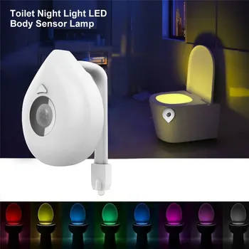 Toilet Lys Smart Motion Sensor Toilet Sæde Nat Lys 8 Farver Foranderligt Vandtæt WC Lampe